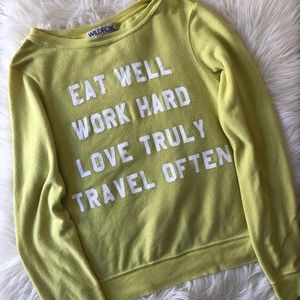 Wildfox Eat Well Work Hard Neon Yellow Sweatshirt